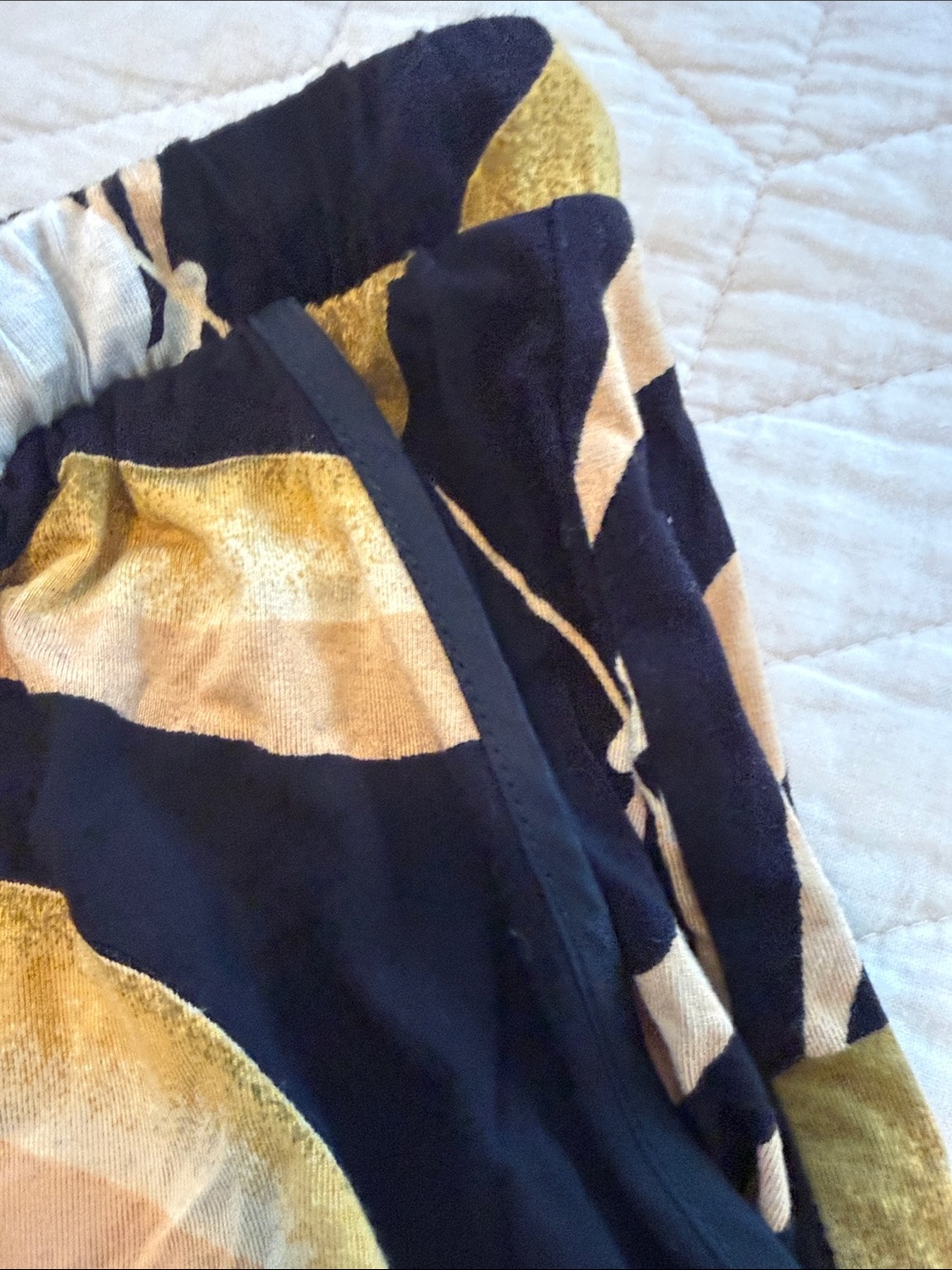 Soma Black Floral Wide-Leg Pants with Cream & Tan Blooms - Picture 3 of 3